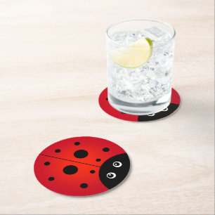 Posavasos Redondo De Papel KiniArt Mariquita