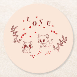 Posavasos Redondo De Papel Kitty en amor