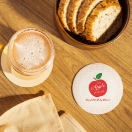 Posavasos Redondo De Papel La Apple De Nuestro Baby Shower Ojo