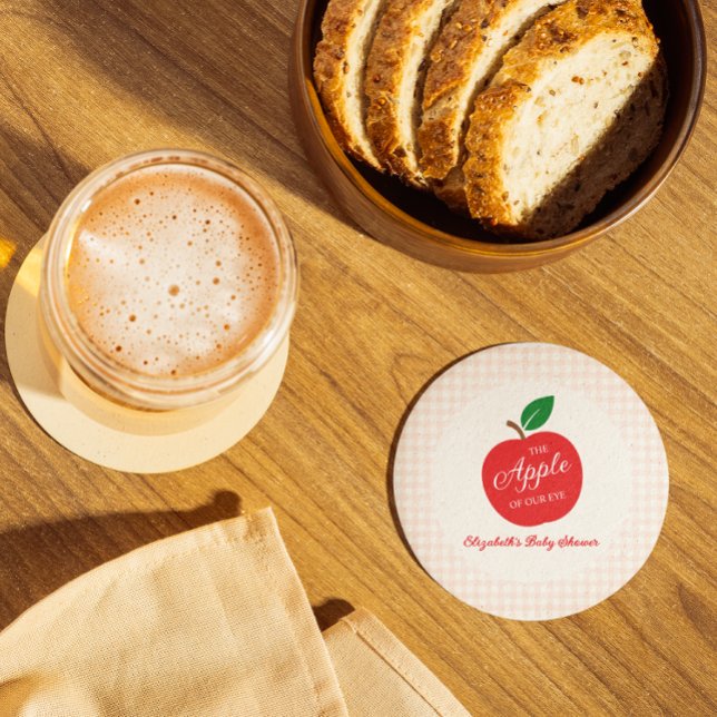 Posavasos Redondo De Papel La Apple De Nuestro Baby Shower Ojo (Subido por el creador)