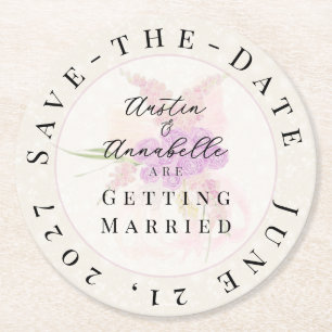 Posavasos Redondo De Papel La Boca Golden Sheer Bow Bouquet Save-the-Date 