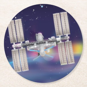 Posavasos Redondo De Papel La Estación Espacial Internacional