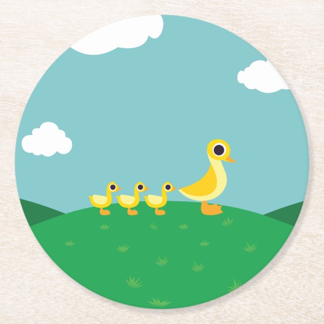 Posavasos Redondo De Papel La familia del pato (Anverso)