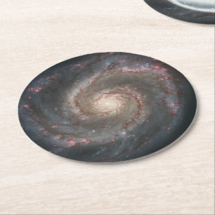 Posavasos Redondo De Papel La galaxia del remolino M51 & Compañera en el espa