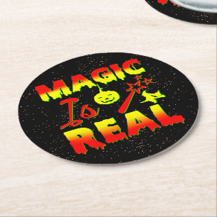 Posavasos Redondo De Papel La magia es la verdadera varita de halloween