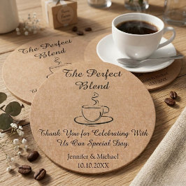 Posavasos Redondo De Papel la mezcla perfecta , boda agradecer kraft