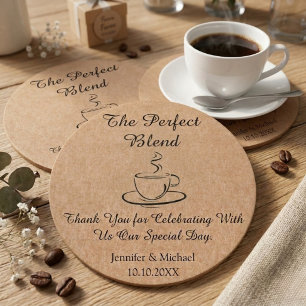 Posavasos Redondo De Papel la mezcla perfecta , boda agradecer kraft