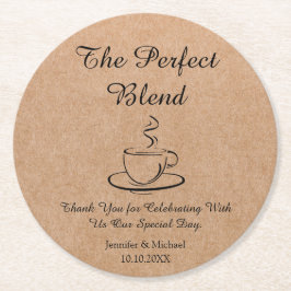 Posavasos Redondo De Papel la mezcla perfecta, boda gracias kraft