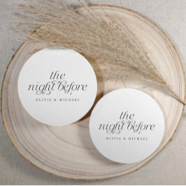 Posavasos Redondo De Papel La Noche Antes de la Cena de Ensayo de Boda Elegan
