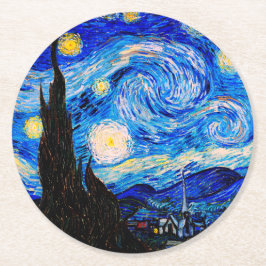Posavasos Redondo De Papel La noche estrellada de Vincent Van Gogh