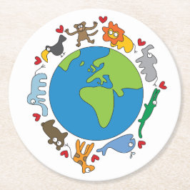 Posavasos Redondo De Papel La paz y el amor adoran a los Personalizados anima