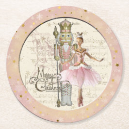 Posavasos Redondo De Papel La suite nutcracker - Ballerina & Nutcracker Pink