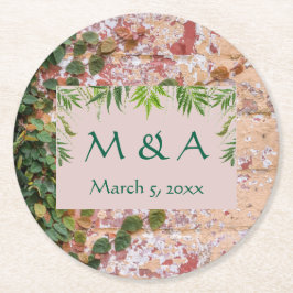 Posavasos Redondo De Papel Ladrillos pintados Green Ivy Boda