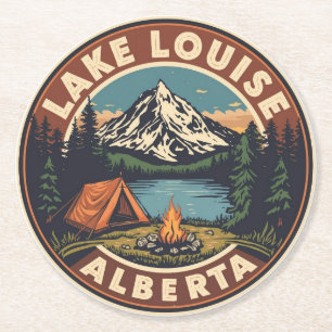 Posavasos Redondo De Papel Lago Louise Canadá Viajes Regalo Parque Nacional B