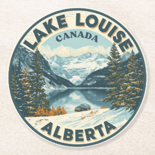 Posavasos Redondo De Papel Lago Louise Canadá Viajes Regalo Parque Nacional B
