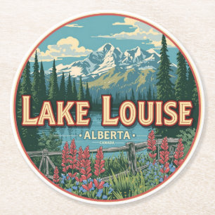 Posavasos Redondo De Papel Lago Louise Viaje Regalo Canadá Parque Nacional Ba