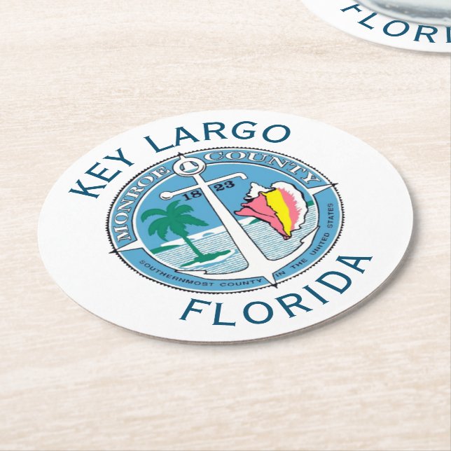 Posavasos Redondo De Papel Largo clave - Cayos de Florida (En perspectiva)