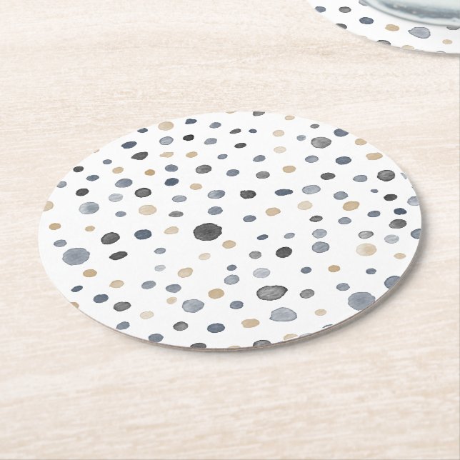 Posavasos Redondo De Papel Lars Confetti Water Dots Paper Coaster (En perspectiva)