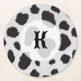 Posavasos Redondo De Papel Las manchas de vaca blancas y negras patrón de tex