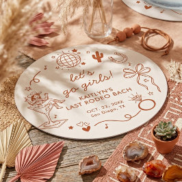 Posavasos Redondo De Papel Last Rodeo Disco Cowgirl Bachelorette Party