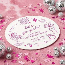 Posavasos Redondo De Papel Last Rodeo Disco Cowgirl Bachelorette Party