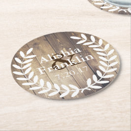 Posavasos Redondo De Papel Laureles blancos novia del cortijo y fecha de la