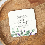 Posavasos Redondo De Papel Lavanda rústica no me bebas, estoy bailando<br><div class="desc">Esta escayola rústica de lavanda "por favor no tome mi bebida estoy bailando" es perfecta para una simple y elegante recepción de bodas. El diseño floral incluye hojas de eucaliptos acuáticas y vegetación con brotes de flores silvestres moradas.</div>