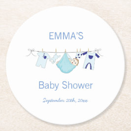 Posavasos Redondo De Papel Lavandería Cute Blue Boy ilustracion