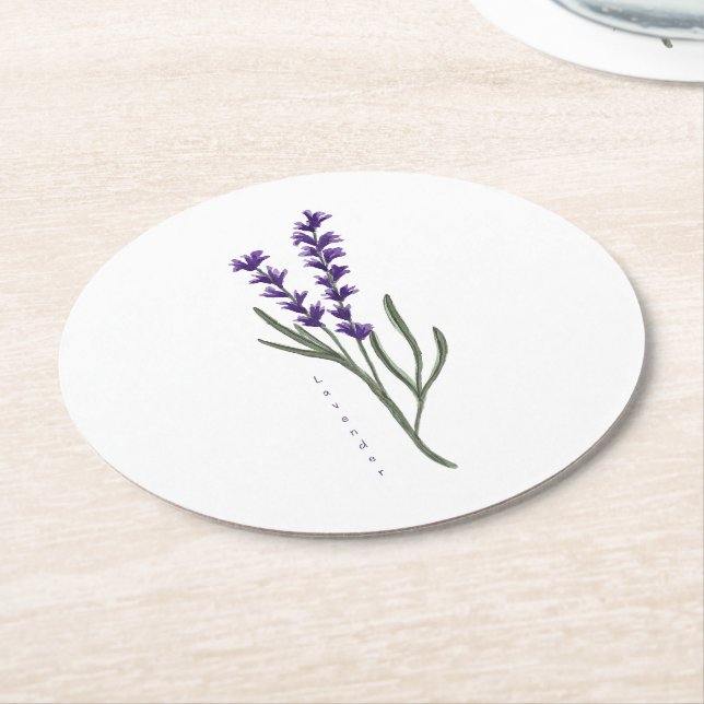 Posavasos Redondo De Papel Lavender Coaster (En perspectiva)