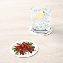 Lazo de Navidad Rojo Elegante con Acebo y Piñas
