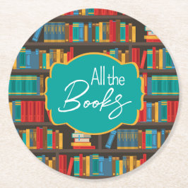 Posavasos Redondo De Papel Leer amor en biblioteca