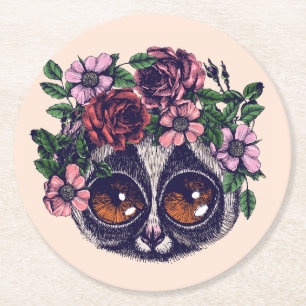 Posavasos Redondo De Papel Lemur floral dulce