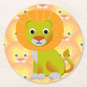 Posavasos Redondo De Papel León de bebé lindo por todo el patrón de impresión