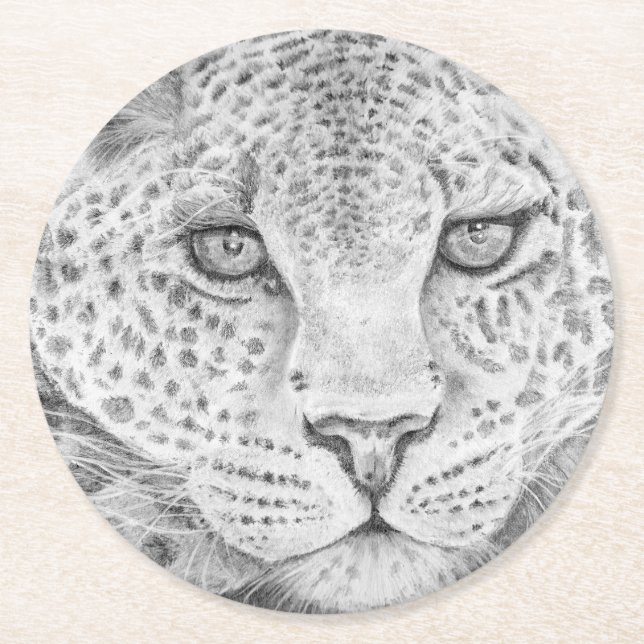 Posavasos Redondo De Papel Leopardo (Anverso)