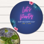 Posavasos Redondo De Papel Let's Party Neon Electric Pink Funny Birthday<br><div class="desc">Celebra tu cumpleaños con un toque de neón electrico en color rosa.! Este porta vaso de neón eléctrico para el cumpleaños es perfecta para alguien que busca una Divertida fiesta nocturna. El diseño se puede personalizar con tu nombre y fecha del evento. Para elementos complementarios consultar en mi coleccion Bendiciones....</div>