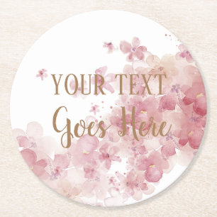 Posavasos Redondo De Papel Leyenda floral de productos a mano personalizable
