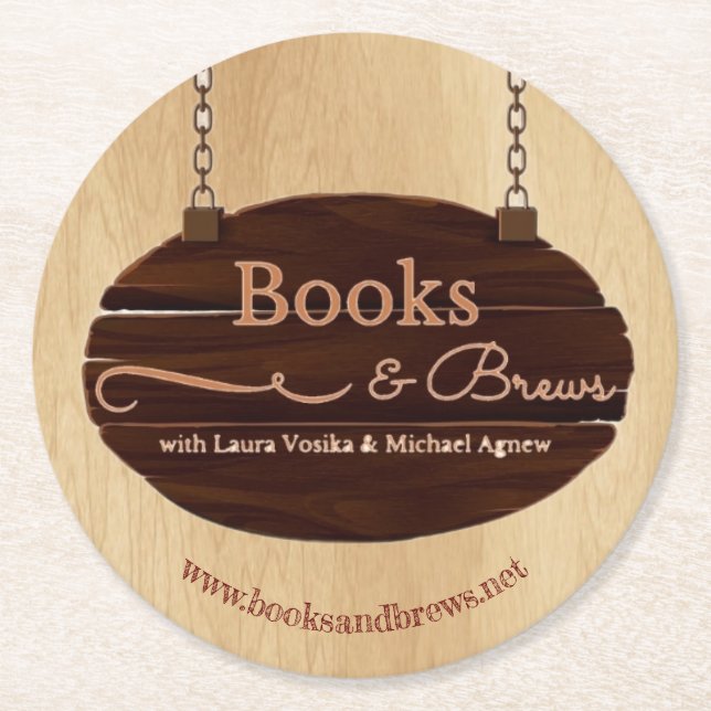 Posavasos Redondo De Papel Libros y hace montaña rusa (Anverso)