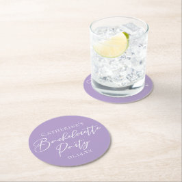 Posavasos Redondo De Papel Lilac Purple Bachelorette Party Personalized