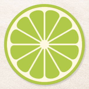 Posavasos Redondo De Papel Lime Fruit Slice