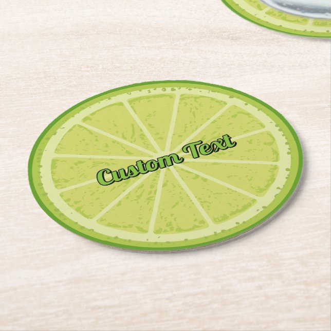 Posavasos Redondo De Papel Lime Slice (En perspectiva)