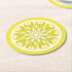 Posavasos Redondo De Papel Limón de trozos de cítricos