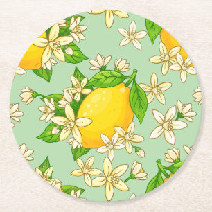 Posavasos Redondo De Papel limones amarillos brillantes