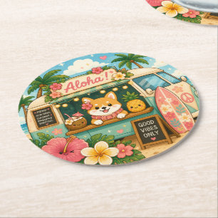 Posavasos Redondo De Papel lindo kawaii hawai