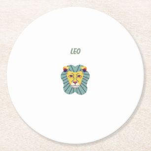 Posavasos Redondo De Papel Lindo Leo, zodiaco, impresión de signo estelar
