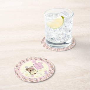 Posavasos Redondo De Papel Lindo y adorable oso de peluche estilo coreano div