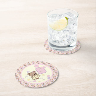 Posavasos Redondo De Papel Lindo y adorable oso de peluche estilo coreano div