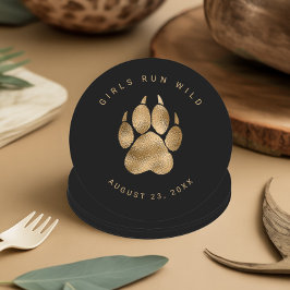 Posavasos Redondo De Papel Lion Pawprint Girls Run Wild Black Gold ID1148