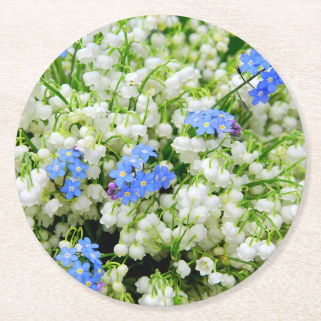 Posavasos Redondo De Papel Lirio de valle (Anverso)