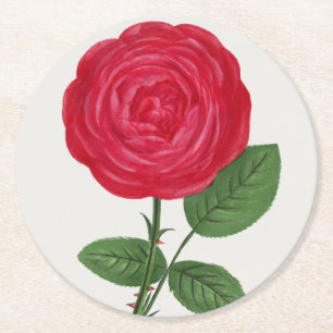 Posavasos Redondo De Papel Litografía de rosa antigua, François-Frédéric Grob