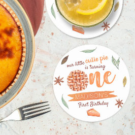 Posavasos Redondo De Papel Little Cutie Pie Fall 1er cumpleaños